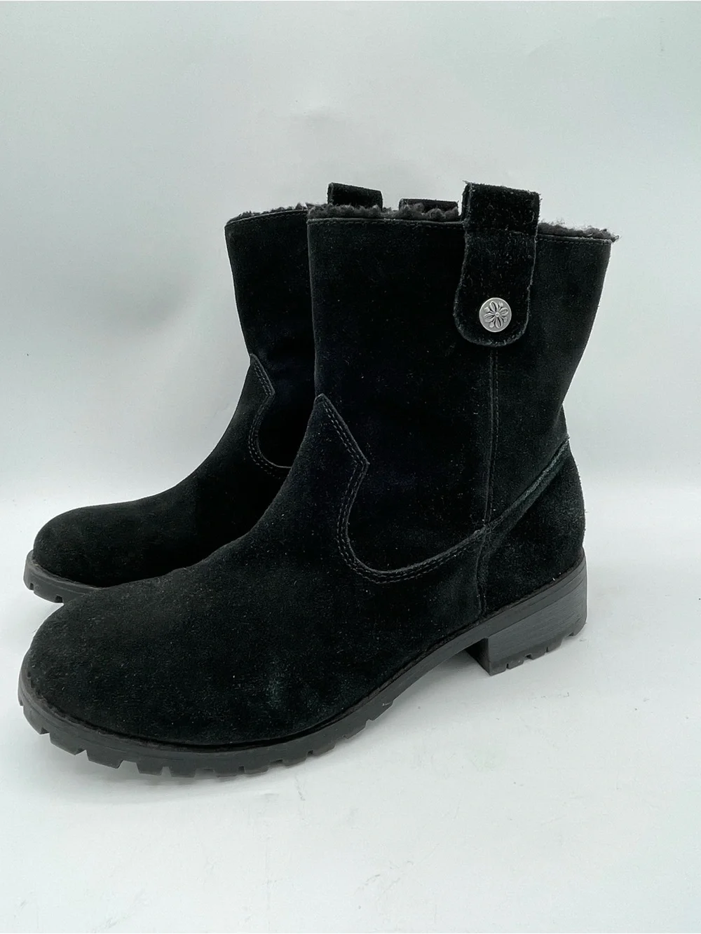 Bjorndal Aspen Black Suede Fleece-Lined Short Winter Boots